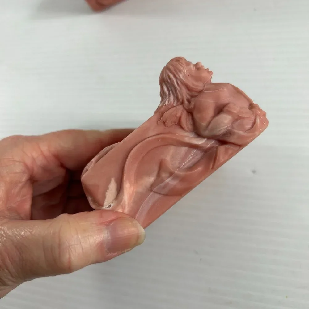 Vintage Hard Resin Rose Pink Cherub Angel Bathroom Set Towel Holder Soap Holder
